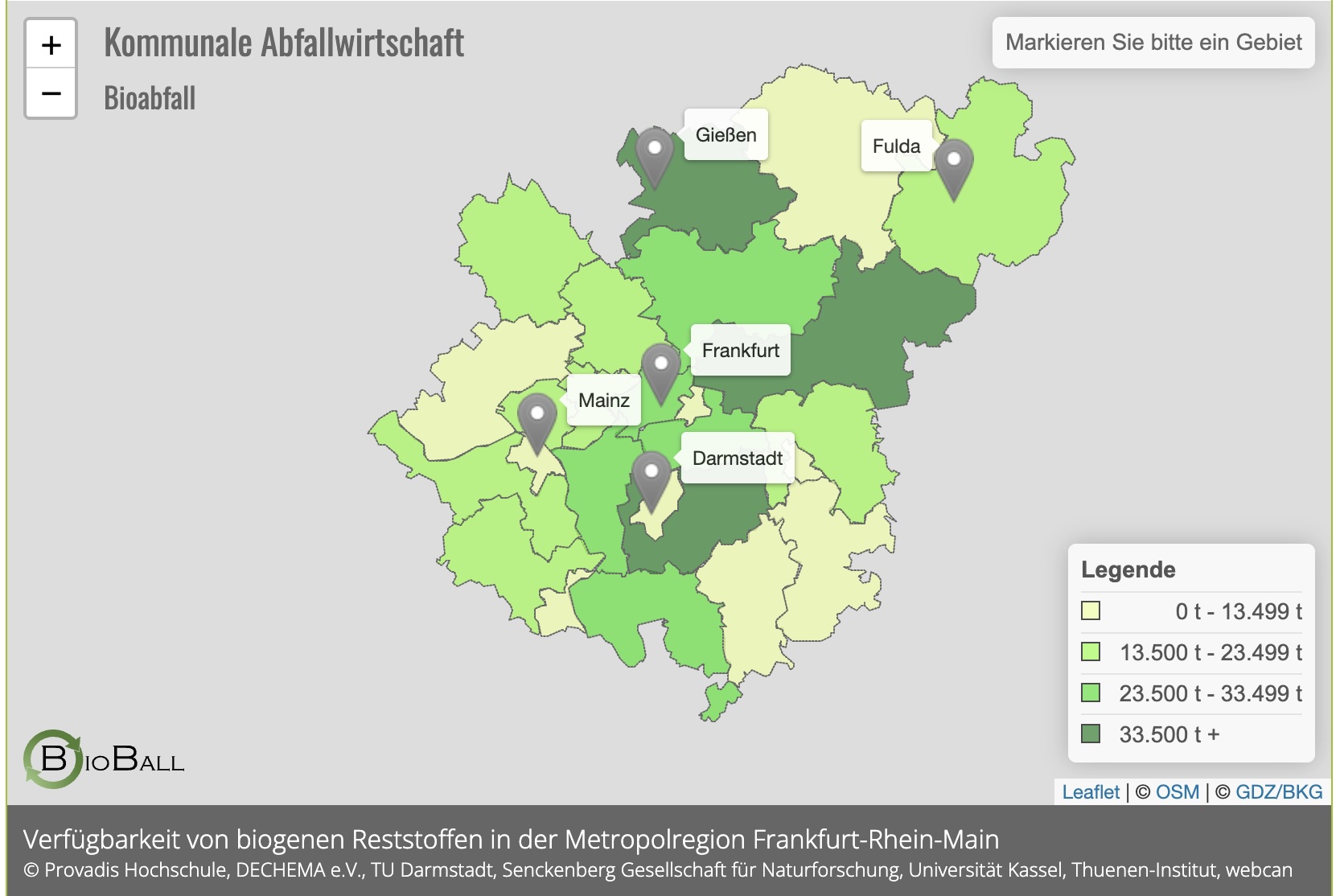 Interaktive Karte der Rest-und Abfallstoffe in der Metropolregion FRM